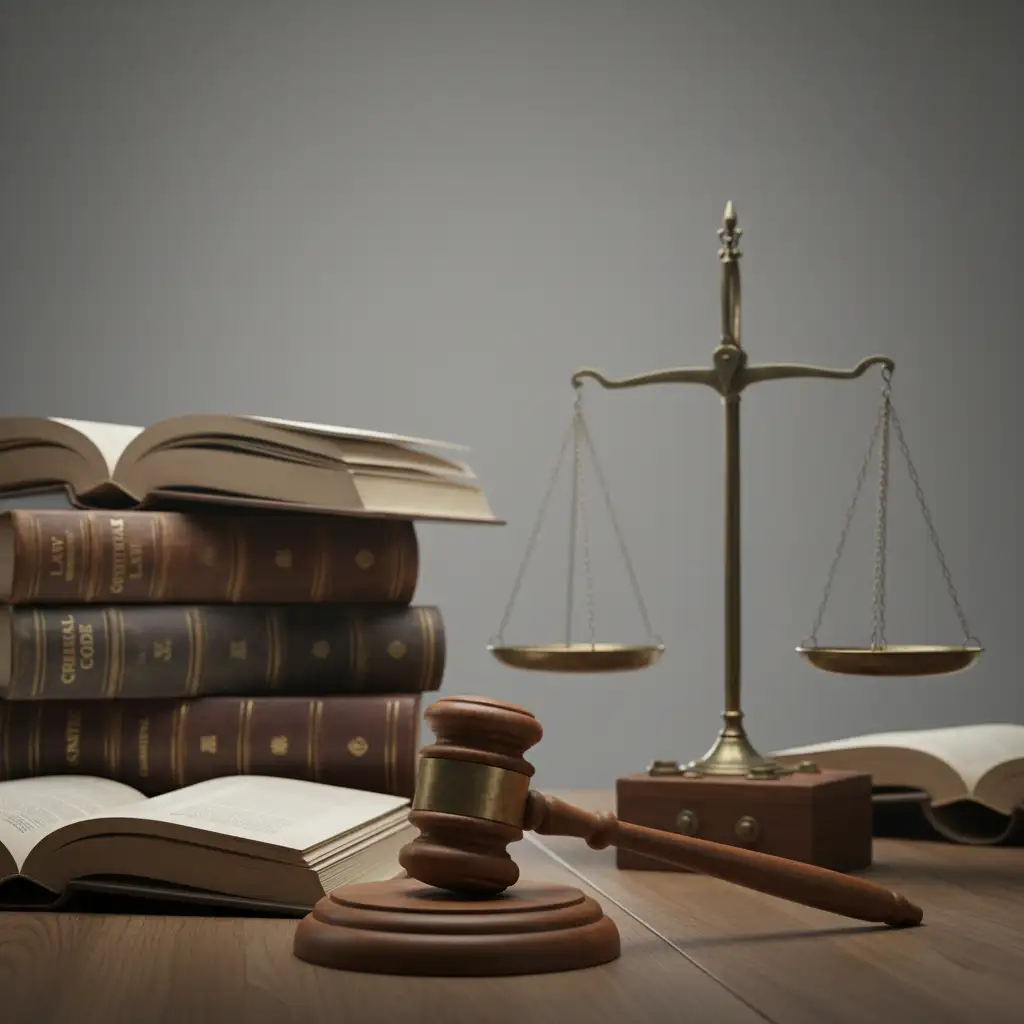 law books scale judges hammer